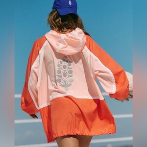 Free People Orange Jacket Windbreaker Light
